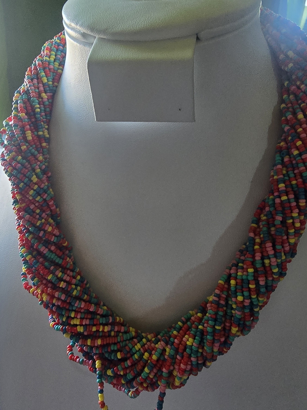 Handwoven Multicolor Seed Bead Twist Necklace